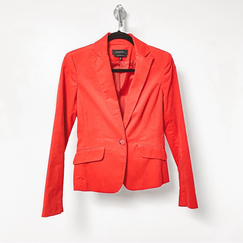 Jones New York Stretch Spring Holiday Chic Casual Velvet Fitted Blazer‎